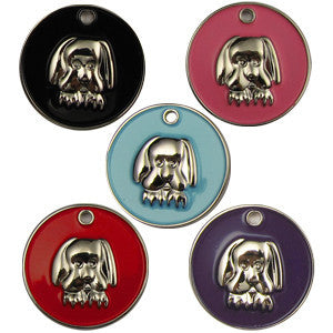 32mm Round Novelty Colour Enamel Pet Tags With Dog Face Shape Insert