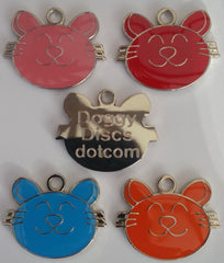 Engraved Pet ID Tags Cat Face Discs 25mm
