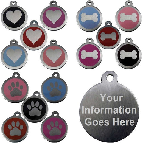 25mm and 32mm Round Novelty Colour Enamel Pet Tags With Different Designs